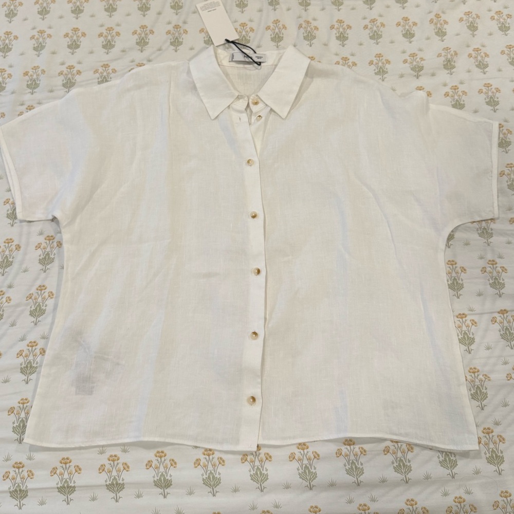 NWT Mango 100% linen short sleeved shirt